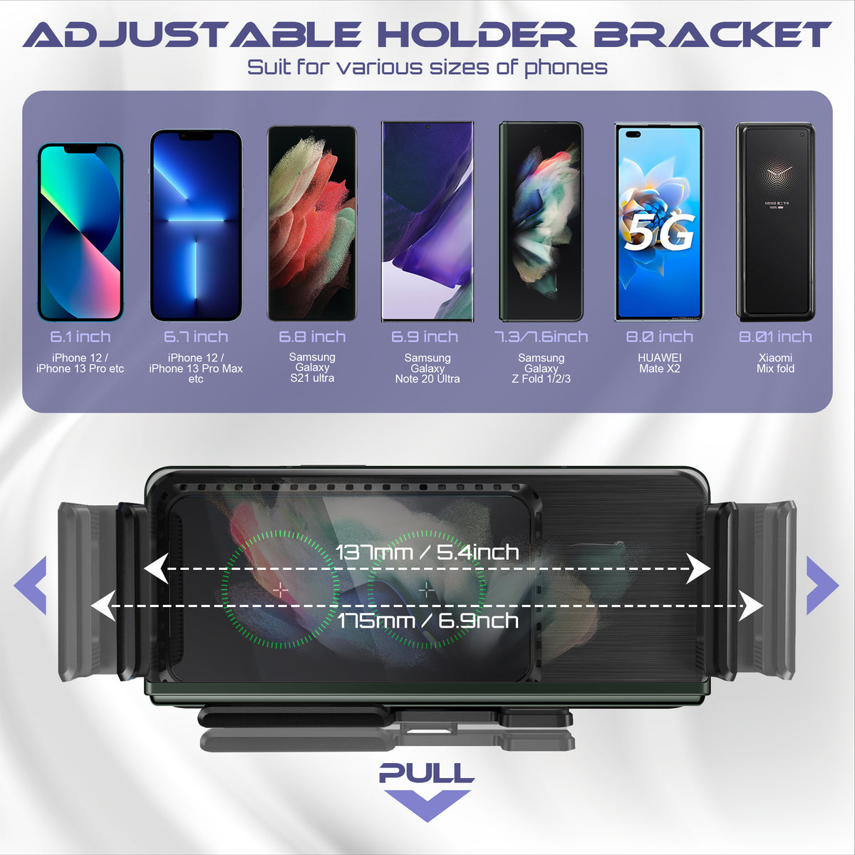 Bonola Pad caricabatterie Wireless per auto in Silicone per iPhone 12 Pro  Max/13/Samsung S23/
