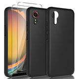 NEWZEROL Matte Hülle + 2 Stück Displayschutz Kompatibel für Samsung Galaxy Xcover 7, Kratzfest 9 Härtegrad Hochauflösend Hartglas, Weiche Matte Hülle - Schwarz