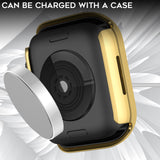 (2 Pack) Orzero Compatible for Apple Watch Series 7 45mm Case, Rhinestone Bling Frame Full Sides Protective Cover Scratch Resistant Shock Absorbing Ultra Slim - Gold