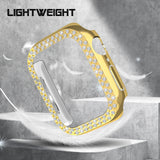 (2 Pack) Orzero Compatible for Apple Watch Series 7 45mm Case, Rhinestone Bling Frame Full Sides Protective Cover Scratch Resistant Shock Absorbing Ultra Slim - Gold