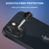 (2 Pack) Orzero Premium Camera Lens Protector Compatible for iPhone 13 Mini, iPhone 13, Metal and Flexible Glass HD Anti-Scratch Full Coverage Bubble-Free (Lifetime Replacement) - Black