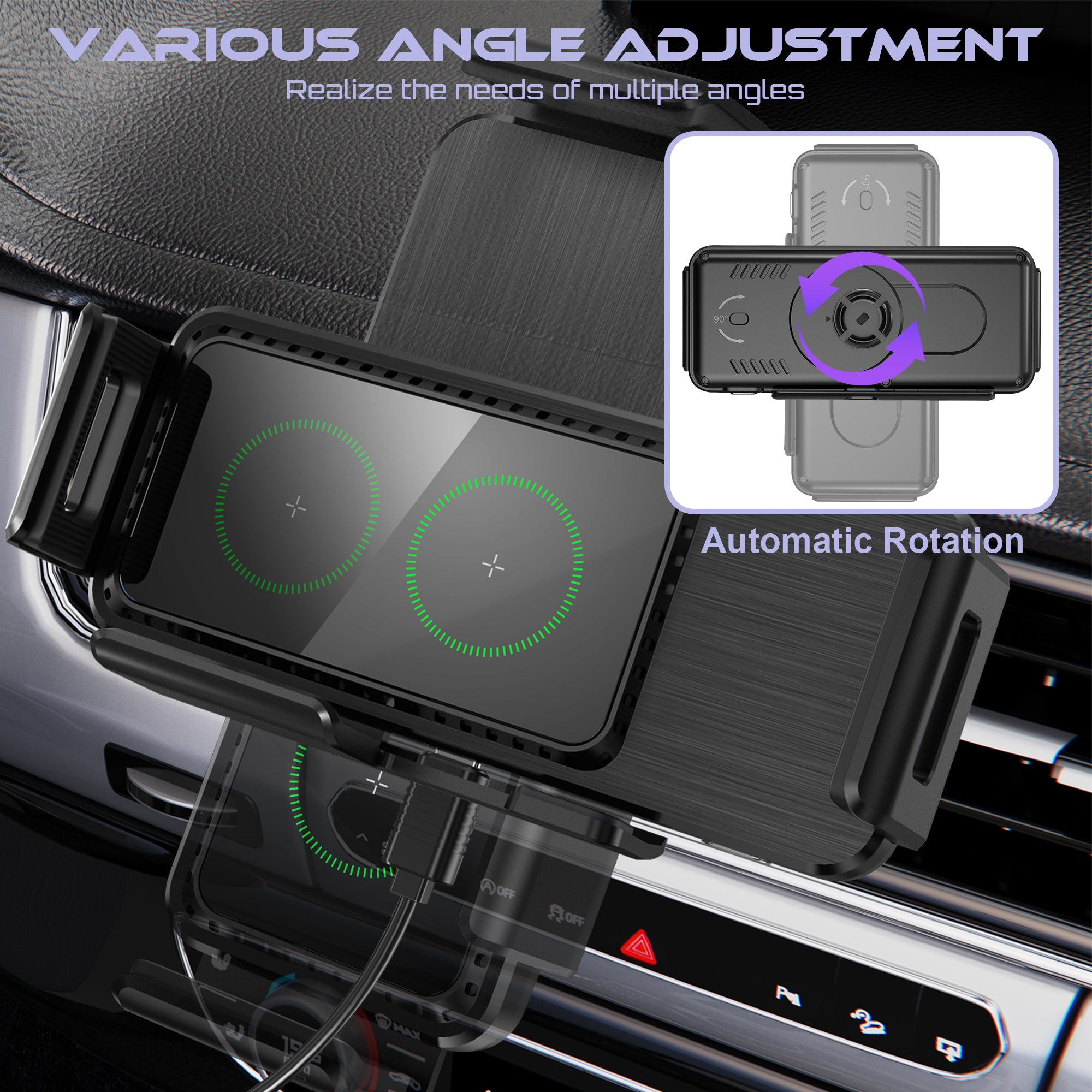 NEWZEROL Wireless Car Charger, Orzero 15W Dual Coils Qi Fast Charging –  OrzeroandNewzerol