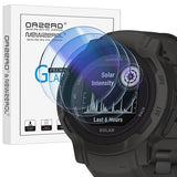 (3 Pack) Orzero Compatible for Garmin Instinct 2 (Not for Instinct 2S) Smartwatch Screen Protector, Tempered Glass 2.5D Arc Edges 9 Hardness HD Bubble-Free (Lifetime Replacement)