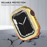 (2 Pack) Orzero Compatible for Apple Watch Series 7 45mm Case, Rhinestone Bling Frame Full Sides Protective Cover Scratch Resistant Shock Absorbing Ultra Slim - Gold