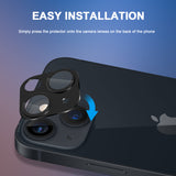 (2 Pack) Orzero Premium Camera Lens Protector Compatible for iPhone 13 Mini, iPhone 13, Metal and Flexible Glass HD Anti-Scratch Full Coverage Bubble-Free (Lifetime Replacement) - Black