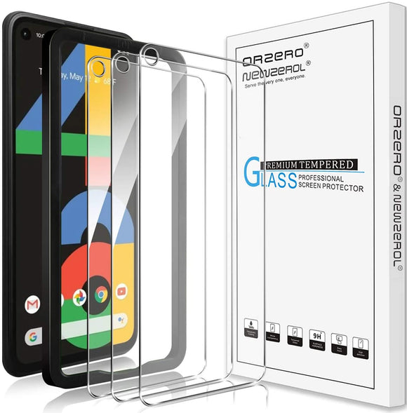 (3 Pack) Orzero Compatible for Google Pixel 4a Tempered Glass Screen Protector with Alignment Frame, 9 Hardness HD Anti-Scratch (Lifetime Replacement)