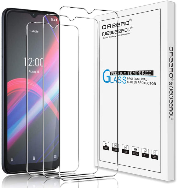 (3 Pack) Orzero Compatible for T-Mobile Revvl 4 plus Tempered Glass Screen Protector, 9 Hardness HD Anti-Scratch (Lifetime Replacement)