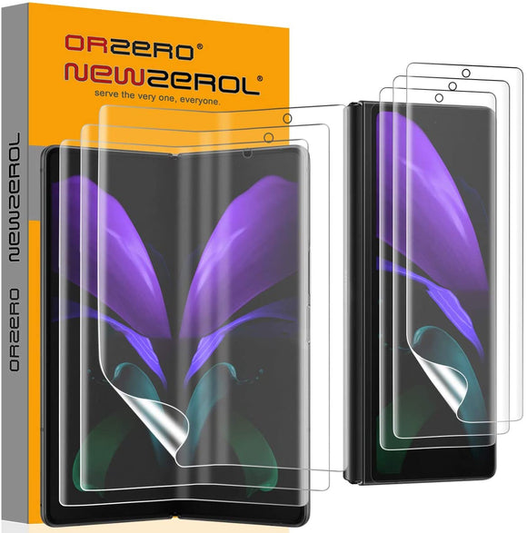 (3 Sets) NEWZEROL Compatible for Samsung Galaxy Z Fold 2 5G 2020 (Not for Z Fold 3 2021), 3 Pack Front Screen Protector and 3 Pack Inside Screen Protector, Soft TPU HD Bubble-Free (Lifetime Replacement)