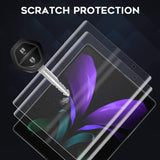 (2 Sets) NEWZEROL 2 Pack Soft Front Screen Protector and 2 Pack Inside Screen Protector Compatible for Samsung Galaxy Z Fold2 5G, High Definition Anti-Scratch Bubble-Free