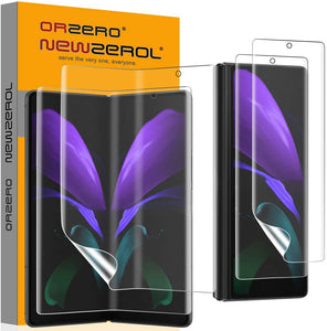 (2 Sets) NEWZEROL 2 Pack Soft Front Screen Protector and 2 Pack Inside Screen Protector Compatible for Samsung Galaxy Z Fold2 5G, High Definition Anti-Scratch Bubble-Free