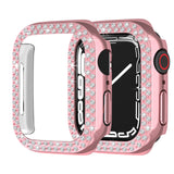 (2 Pack) Orzero Compatible for Apple Watch Series 7 45mm Case, Rhinestone Bling Frame Full Sides Protective Cover Scratch Resistant Shock Absorbing Ultra Slim - Gold