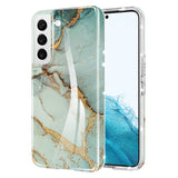 NEWZEROL Compatible with Samsung Galaxy S22 Case, Glossy Soft Glitter Marble TPU Shockproof Bumper Scratch-Proof Skin Phone Cover, White Gray Gold