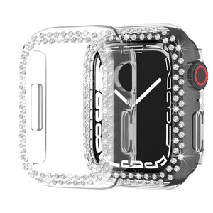 (2 Pack) Orzero Compatible for Apple Watch Series 7 45mm Case, Rhinestone Bling Frame Full Sides Protective Cover Scratch Resistant Shock Absorbing Ultra Slim - Gold