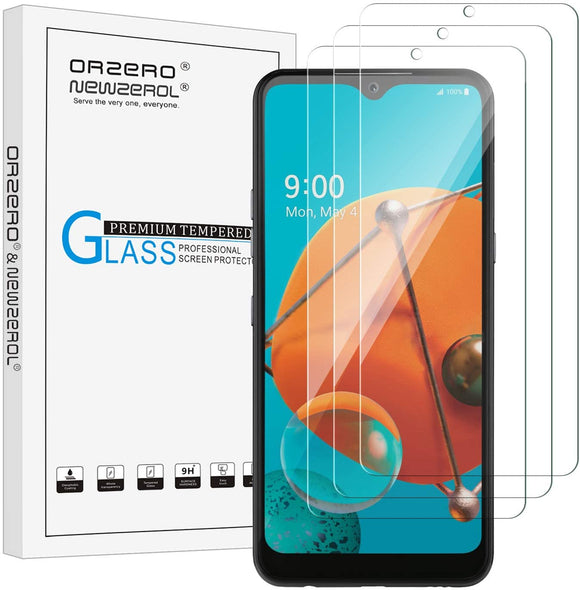 (3 Pack) Orzero Compatible for LG K51,Q51 Tempered Glass Screen Protector, 9 Hardness HD Anti-Scratch (Lifetime Replacement)