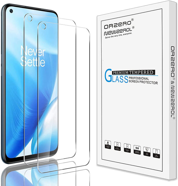 (Upgraded Version) Orzero 2 Pack Tempered Glass Screen Protector Compatible for OnePlus Nord N200 5G, Front Camera Cutout 9 Hardness HD (Lifetime Replacement)