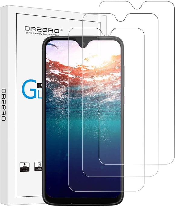 (3 Pack) Orzero For T-Mobile Revvlry Plus (Revvlry +) Tempered Glass Screen Protector, 2.5D Arc Edges 9 Hardness HD Anti-Scratch Bubble-Free (Lifetime Replacement)