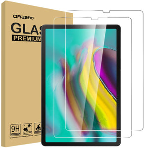 (2 Pack) Orzero Compatible for Samsung Galaxy Tab S5e (T725, T720), Tab S6 10.5 inch 2019 Tempered Glass Screen Protector, 9 Hardness HD Anti-Scratch Full-Coverage (2.5D Arc Edges) (Lifetime Replacement)