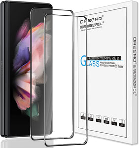 (2 Pack) Orzero Tempered Glass Screen Protector Compatible for Samsung Galaxy Z Fold 3 5G, Case Friendly Smaller Version 9 Hardness HD Anti-Scratch Bubble-Free (Lifetime Replacement)