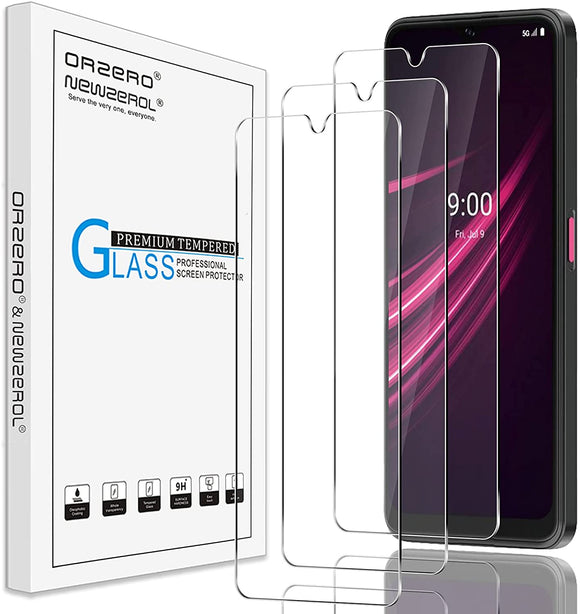 (3 Pack) Orzero Compatible for T-Mobile REVVL V+ 5G (T-Mobile REVVL V Plus 5G) Tempered Glass Screen Protector, 9 Hardness HD (Lifetime Replacement)