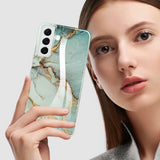 NEWZEROL Compatible with Samsung Galaxy S22 Case, Glossy Soft Glitter Marble TPU Shockproof Bumper Scratch-Proof Skin Phone Cover, White Gray Gold