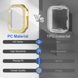 (2 Pack) Orzero Compatible for Apple Watch Series 7 45mm Case, Rhinestone Bling Frame Full Sides Protective Cover Scratch Resistant Shock Absorbing Ultra Slim - Gold