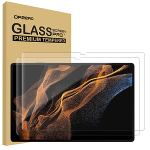 (2 Pack) Orzero Compatible for Samsung Galaxy Tab S8 Ultra 14.6 inch Tempered Glass Screen Protector, 9 Hardness HD Anti-Scratch Full-Coverage (Lifetime Replacement)